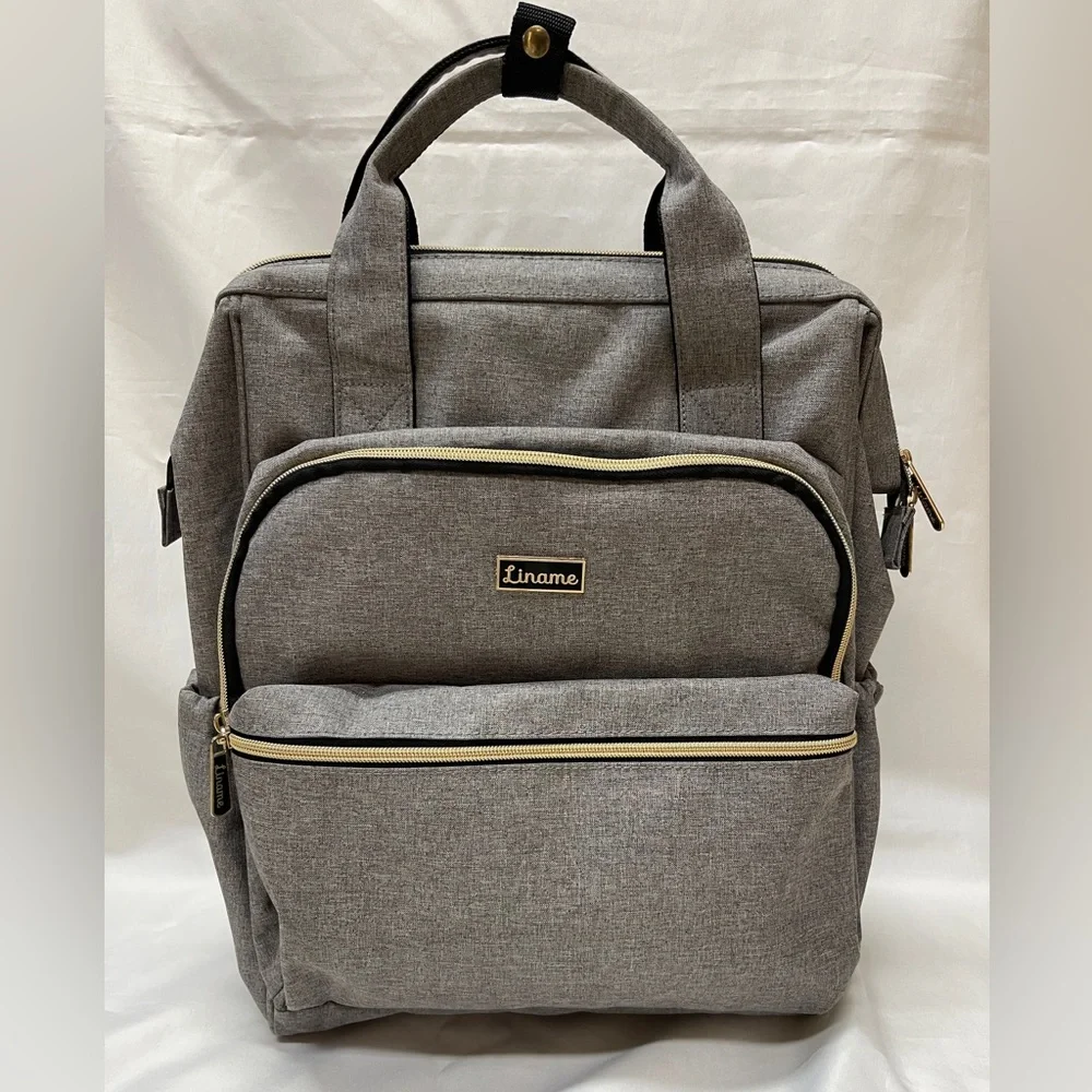 Liname Diaper Bag Backpack Gray Adjustable Straps Pre-owned